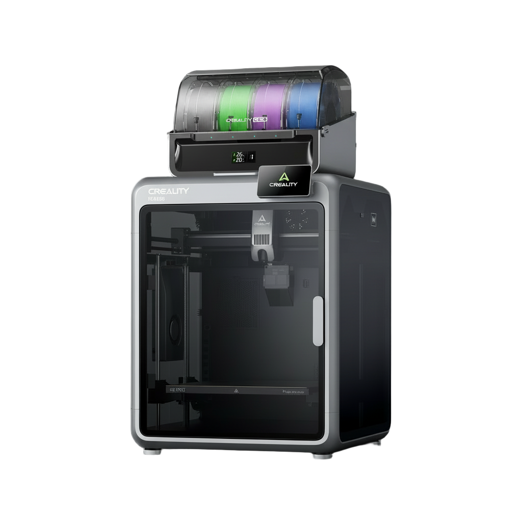 Additronix Creality K2 Pro Combo 3D printer with filament spool holder and control screen, showcasing its build volume and modern design.