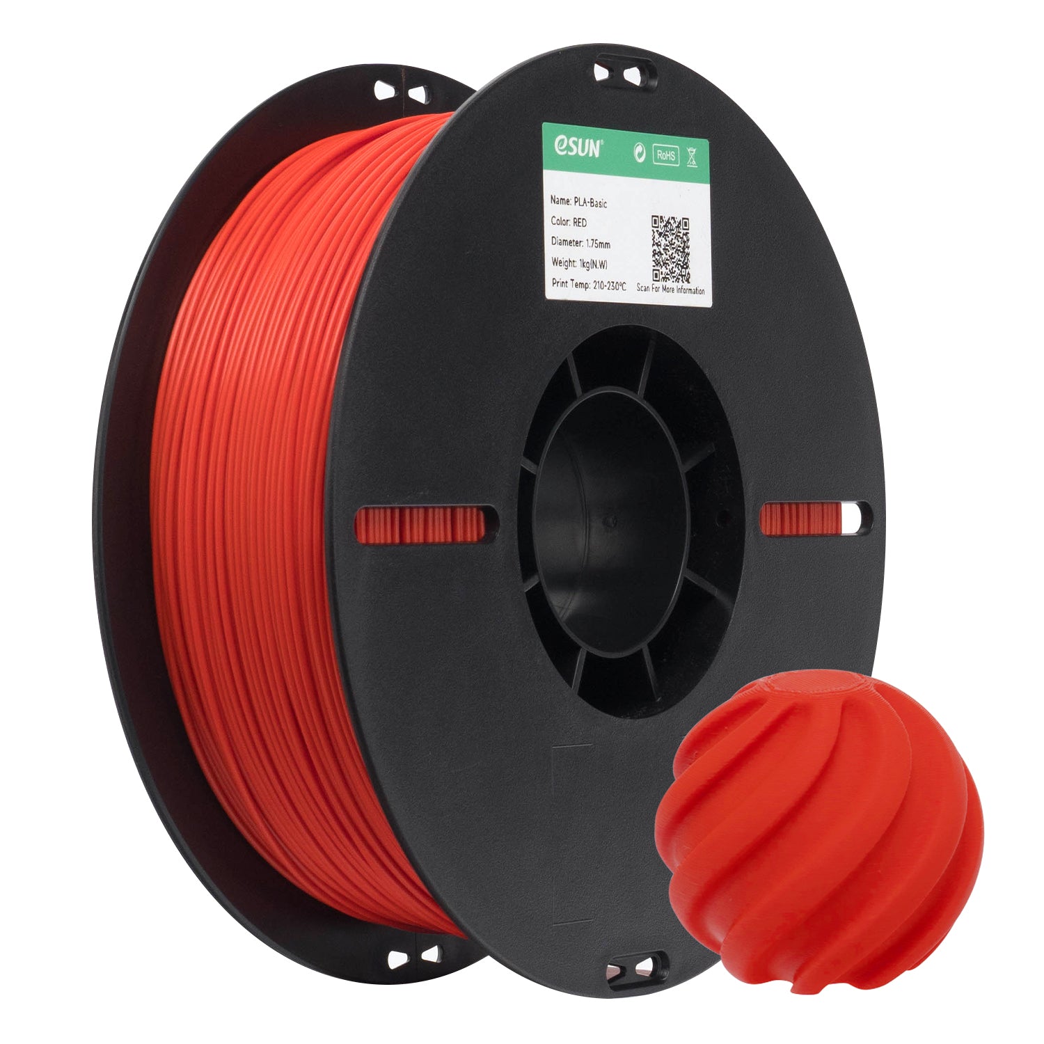 Additronix eSUN PLA BASIC filament spool in brick red color, showcasing the 3D printing material on the spool.