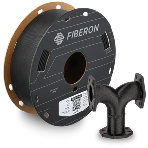 Additronix Fiberon PA12-CF10 filament spool showing black reinforced nylon filament with carbon fiber content for 3D printing.