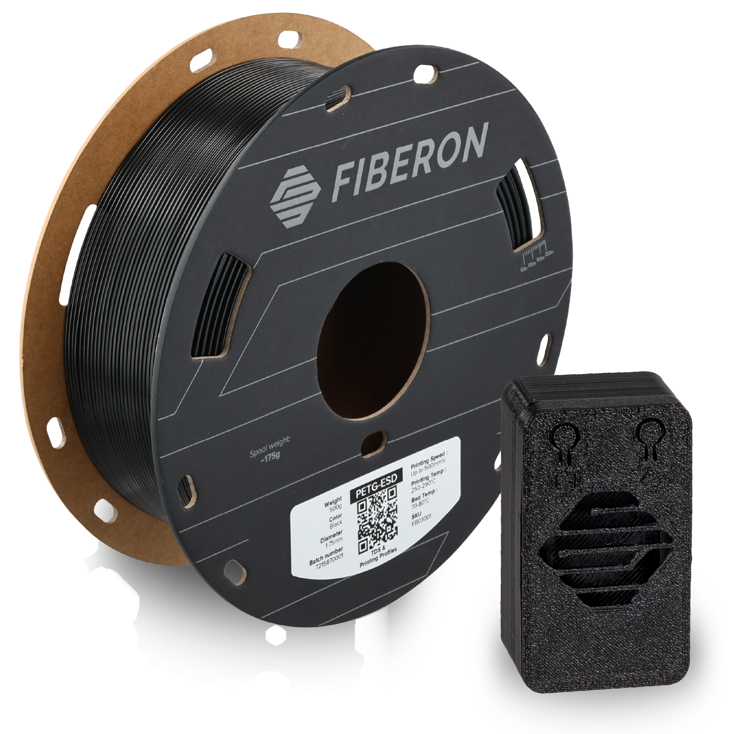 Additronix Fiberon PETG-ESD filament spool showing smooth, glossy turquoise filament suitable for electrostatic discharge applications.
