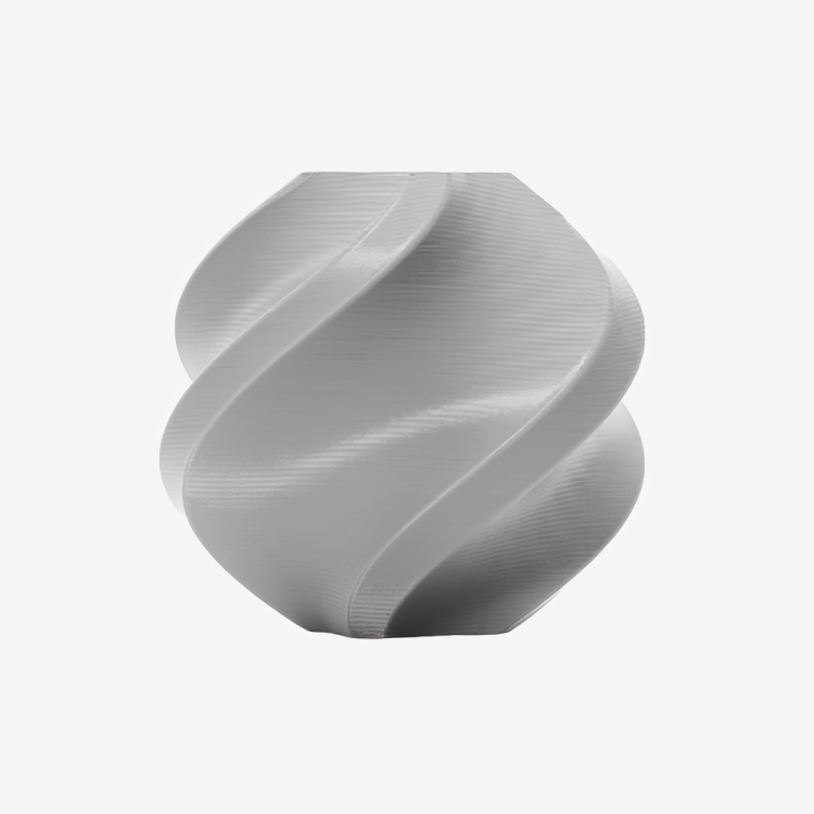 Gray Bambu Lab PC FR filament from Additronix, shown in a spool with smooth, high-quality 3D printing material.