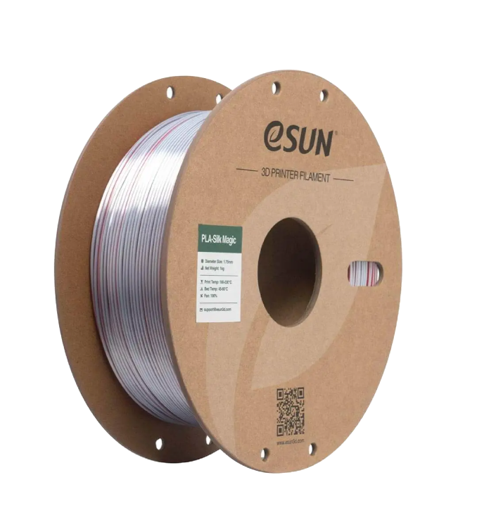 Black and coral pink eSUN PLA-Silk Magic filament spool by Additronix, 1.75mm, 1kg, showcasing the vibrant filament texture.