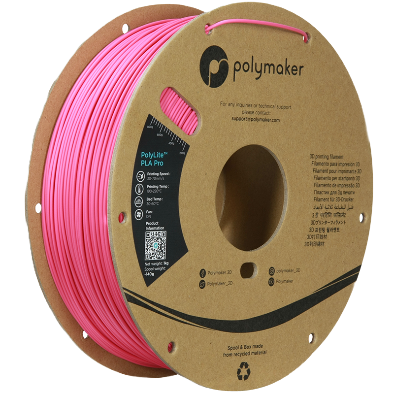 Black Additronix PolyLite PLA Pro filament spool, 1.75mm, 1kg, suitable for 3D printing projects