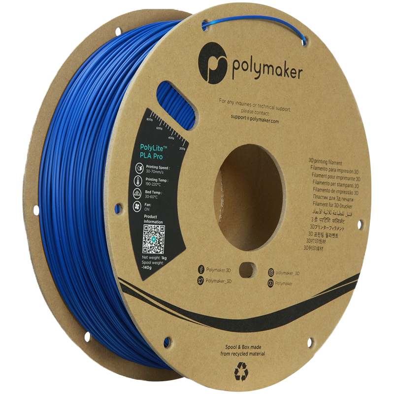 Additronix PolyLite PLA Pro black filament spool, 1.75mm diameter, 1kg weight for 3D printing.