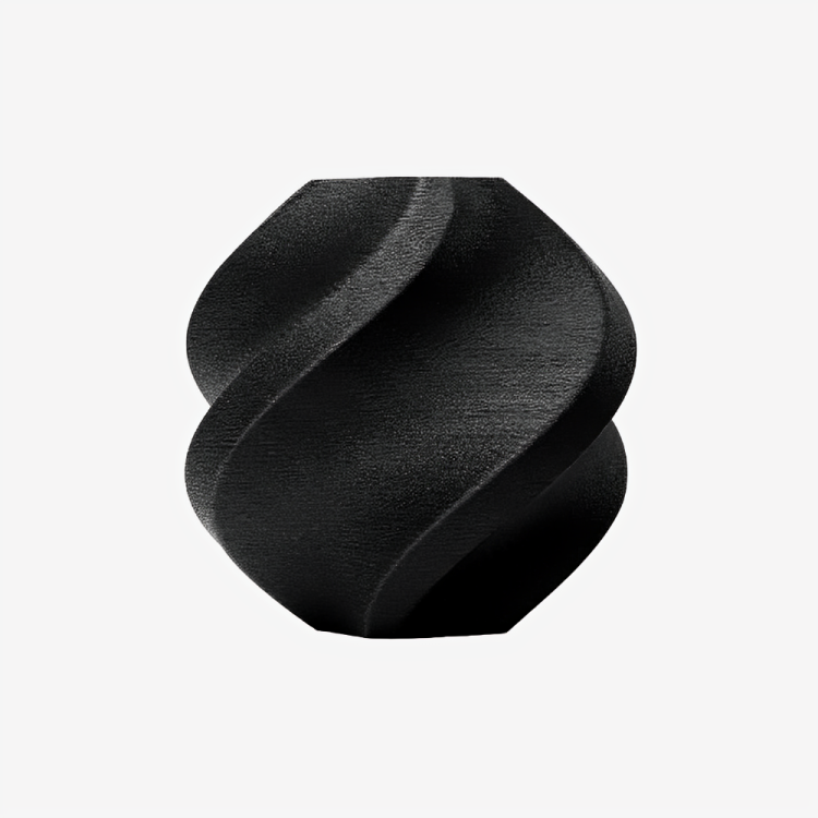 Black Bambu Lab PA6-GF filament spool from Additronix, showcasing the durable, reinforced nylon filament for 3D printing.
