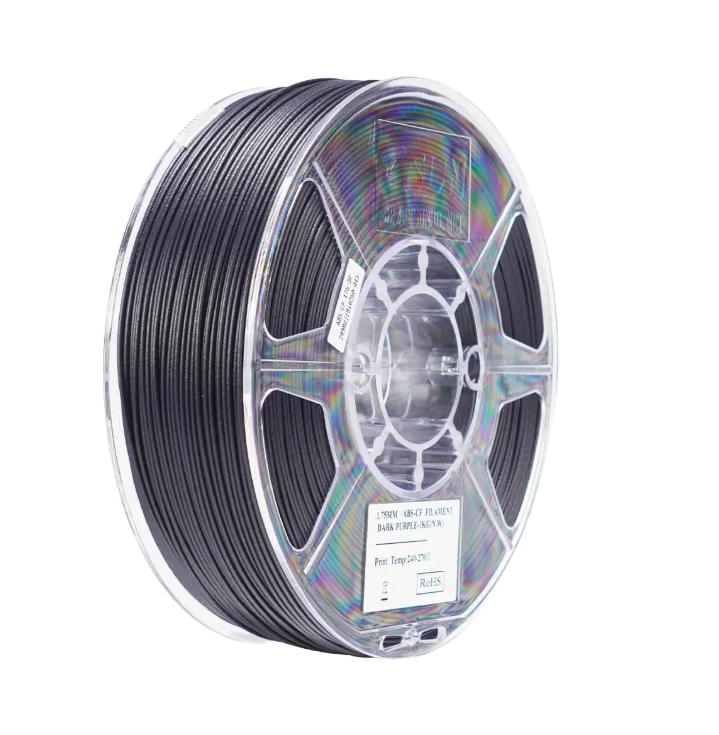 Additronix eSUN ABS-CF filament spool showing dark purple carbon fiber-reinforced 3D printing filament with textured surface