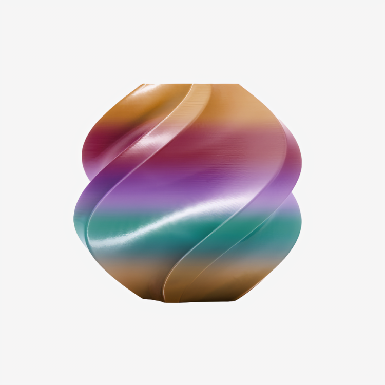 Additronix Bambu Lab PLA Silk filament in multi-color, showcasing vibrant, shiny filament spools for 3D printing.