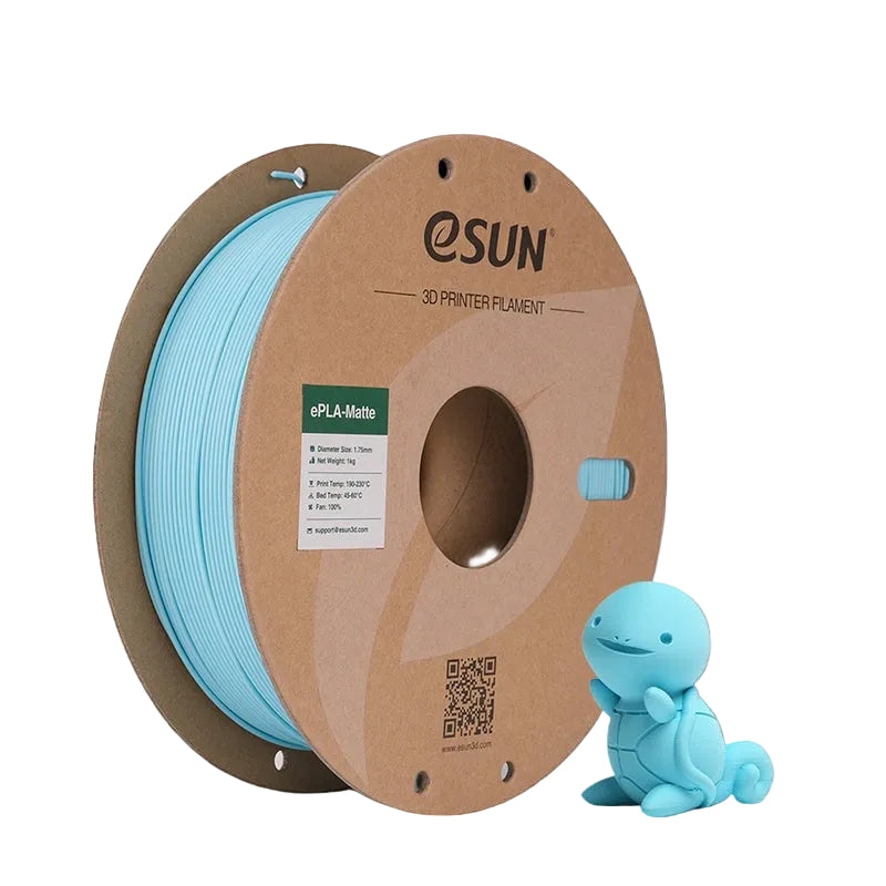 Additronix eSUN PLA-Matte filament spool showing the matte-textured 3D printing filament in a clear bag.