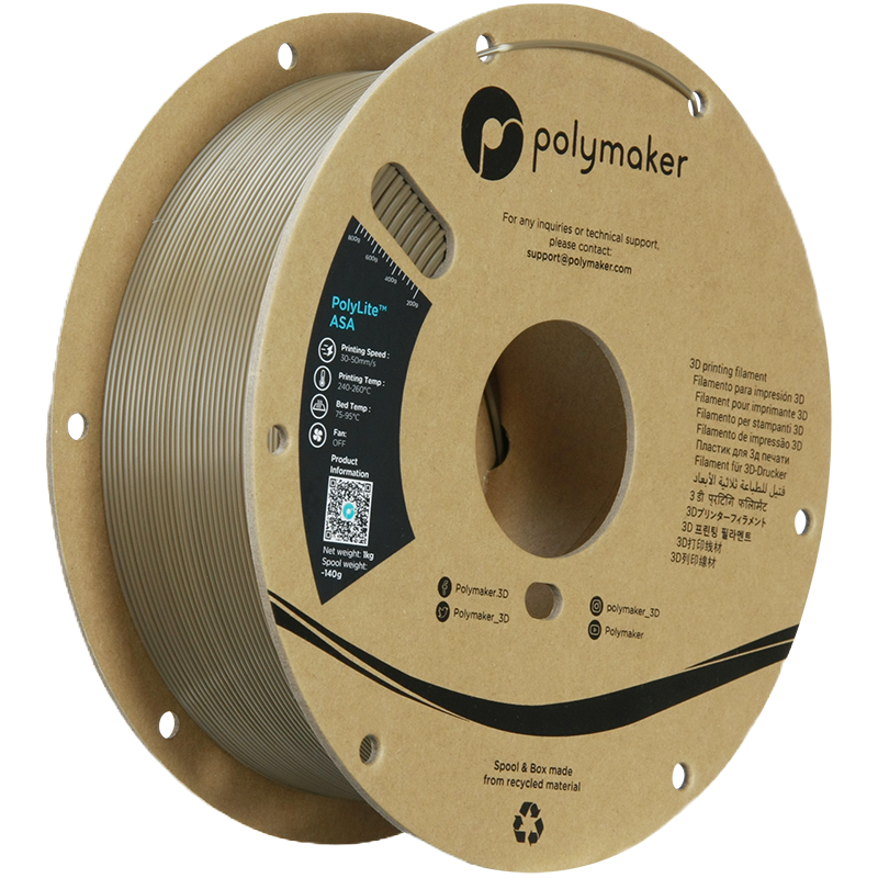 Additronix PolyLite ASA filament spool, showcasing vibrant orange 3D printing filament for durable, weather-resistant prints.