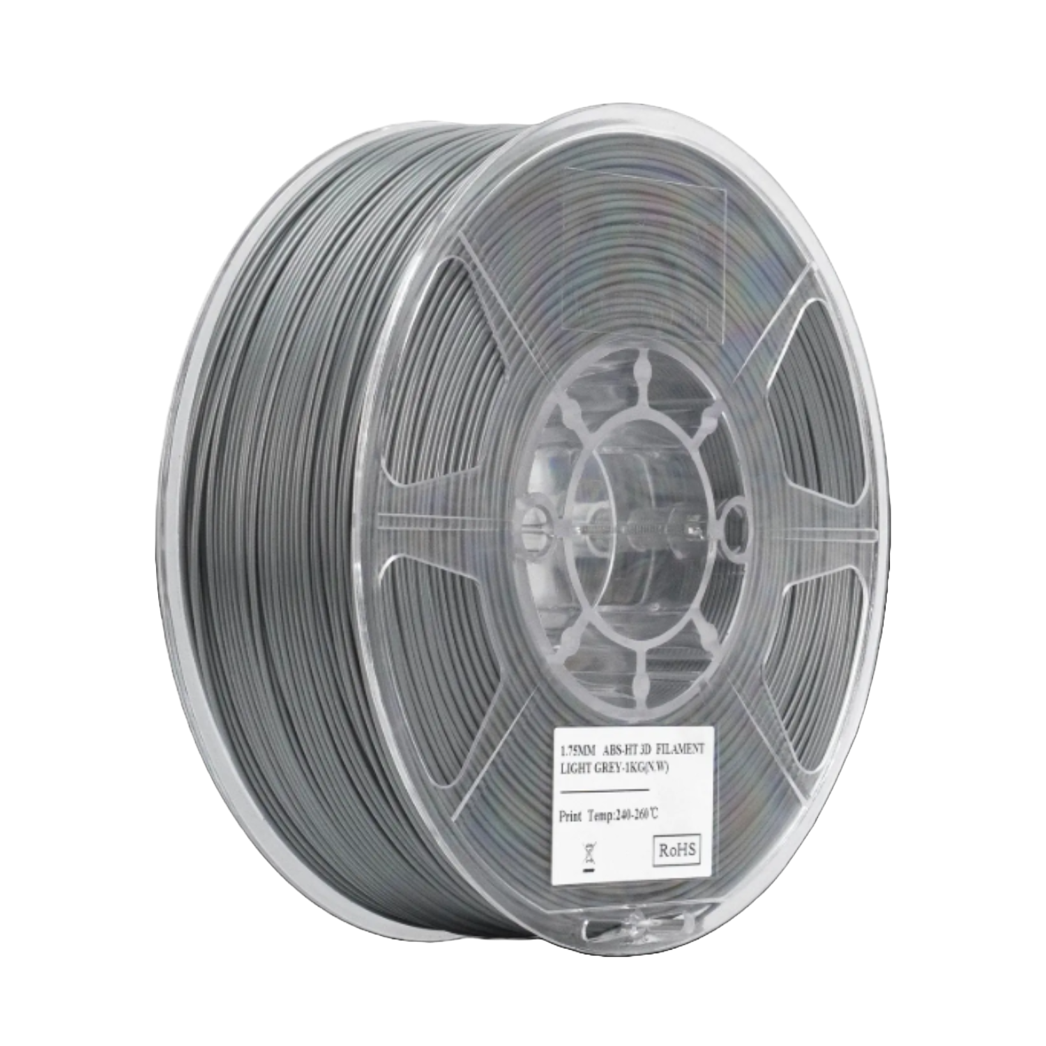 Light grey Additronix eSUN ABS-HT filament spool, 1.75mm diameter, 1kg, suitable for high-temperature 3D printing.