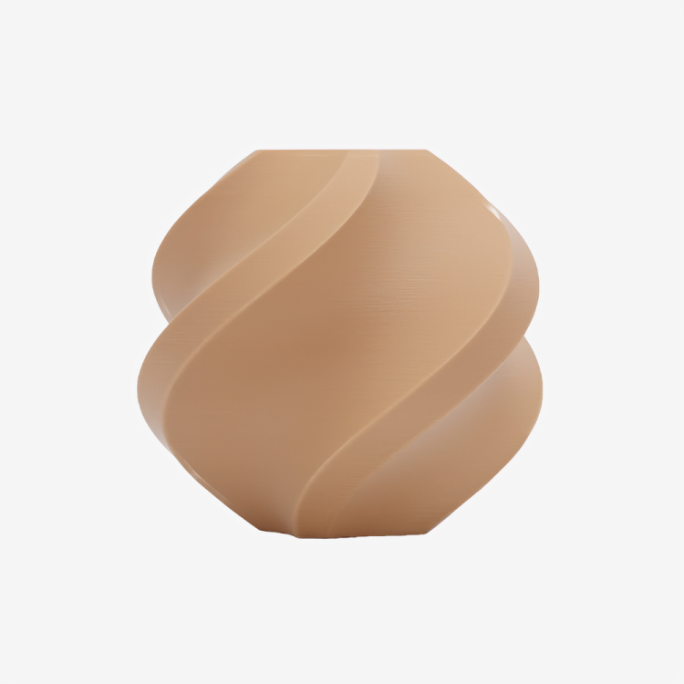 Additronix Bambu Lab PLA Matte filament in caramel color, showcasing the smooth, matte finish and spool of 3D printing filament.