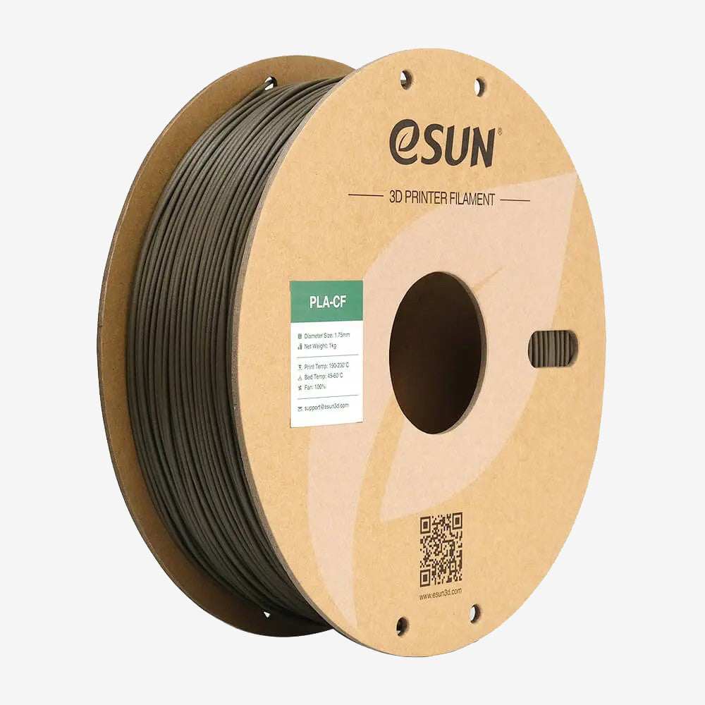 Brown eSUN PLA-CF filament spool from Additronix, showcasing the durable, carbon fiber-infused 3D printing filament.
