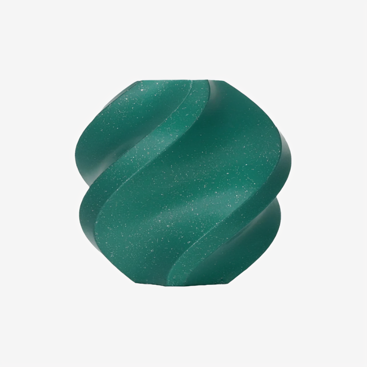 Additronix Bambu Lab PLA Sparkle filament in Alpine Green with a glittery, sparkling finish, ideal for 3D printing projects.