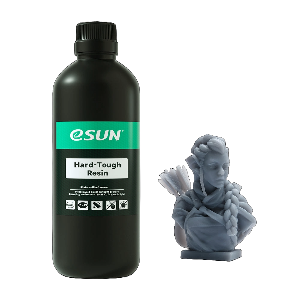 Additronix eSUN Hard Tough Resin for 3D printing, showcasing a solid, durable resin with a smooth, detailed finish.