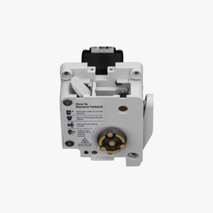 Additronix A1 Series extruder unit spare part with metal components and precise extrusion nozzle for 3D printing.
