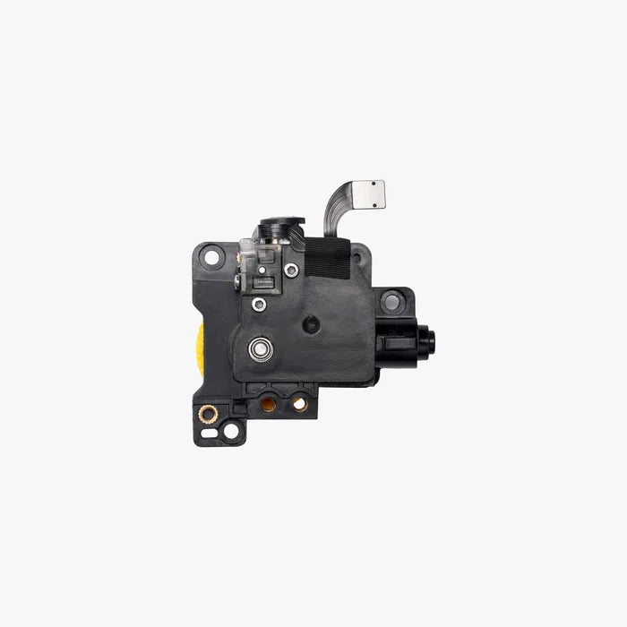 Additronix P1 Series stainless steel extruder unit for 3D printers, showing the precision-machined component with metal finish.