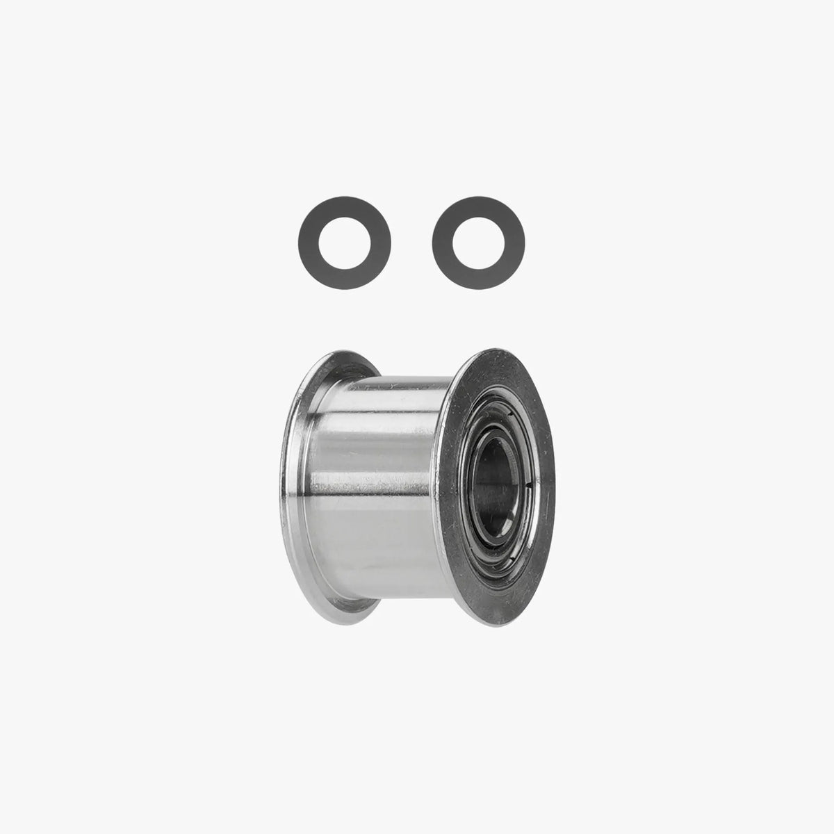 Additronix X1 Series idler pulley, spare part for machinery, shown in close-up with metal and plastic components.