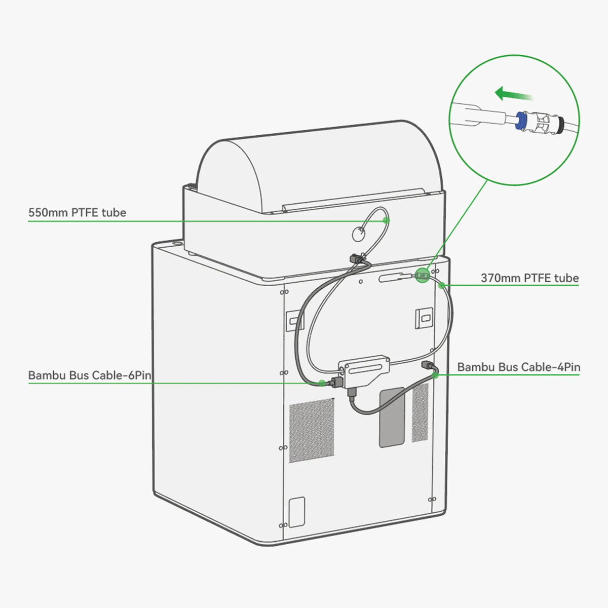 Additronix Filament Buffer spare part for 3D printers, showing a compact, metallic buffer component with connectors.