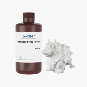 Additronix JAMG HE Standard Plus Resin 10K cartridge for 3D printers, shown in a clear view of the resin container and label.