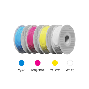 Additronix Bambu Lab A1 Combo 3D printer with CMYK bundle, showcasing the printer with colorful filament spools and printing platform.