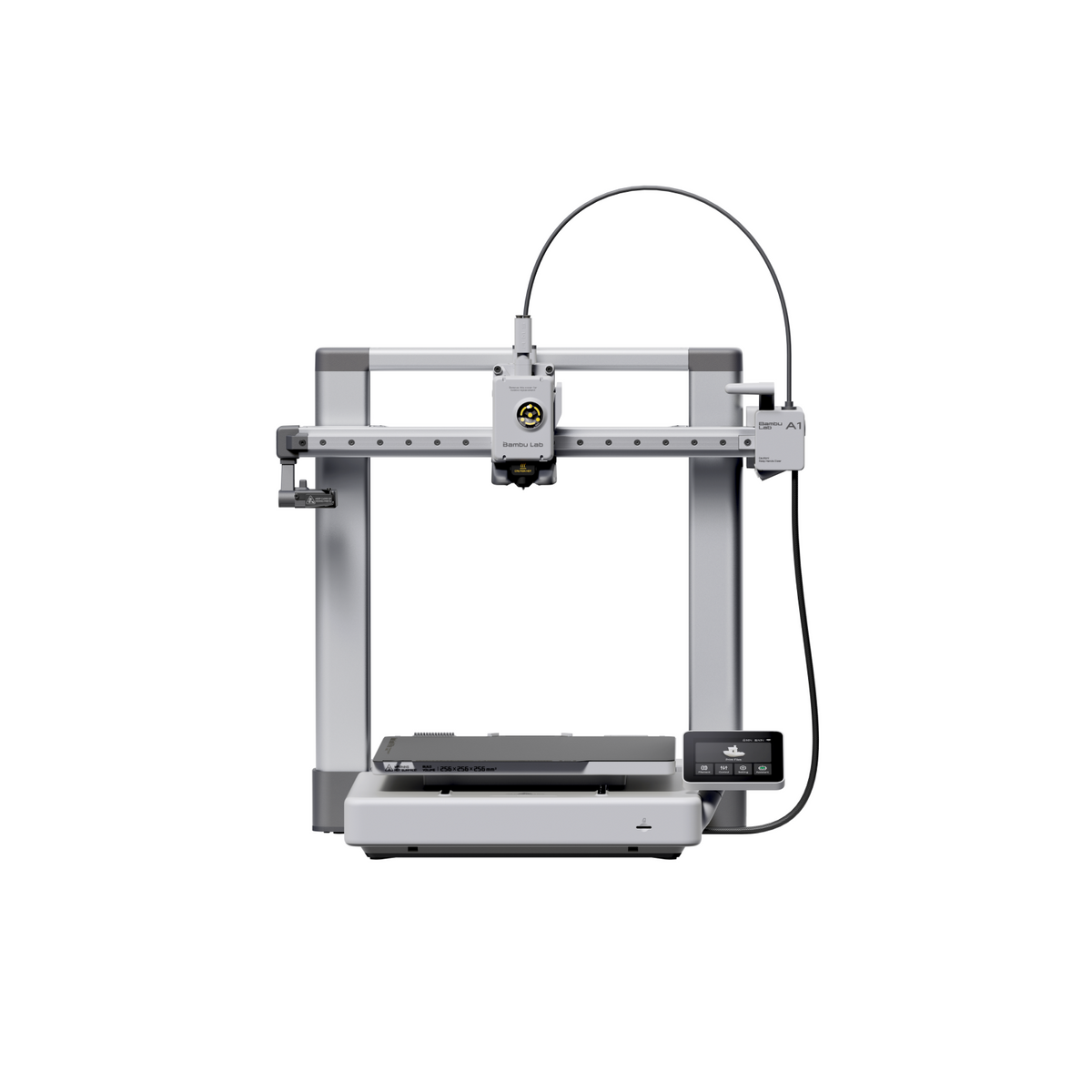 Front view of the Additronix Bambu Lab A1 Combo 3D Printer showing its sleek design and build area.