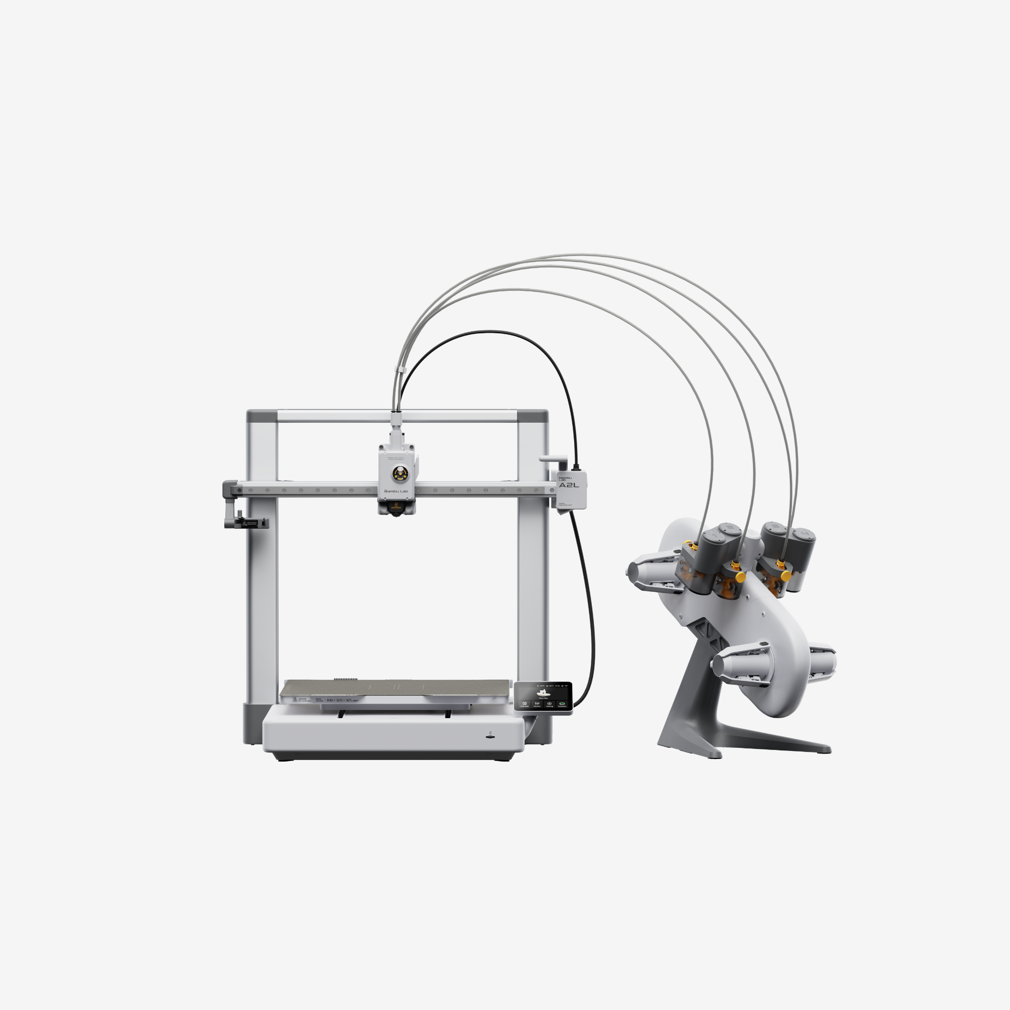 Additronix Bambu Lab A2L Combo 3D printer front view showing build area and control panel.