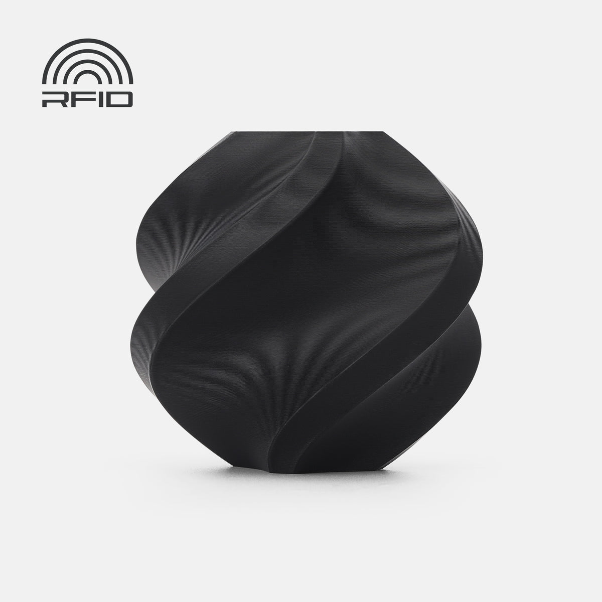 Black Bambu Lab PLA Pure filament spool from Additronix, showcasing the 3D printing filament with a sleek, matte finish.