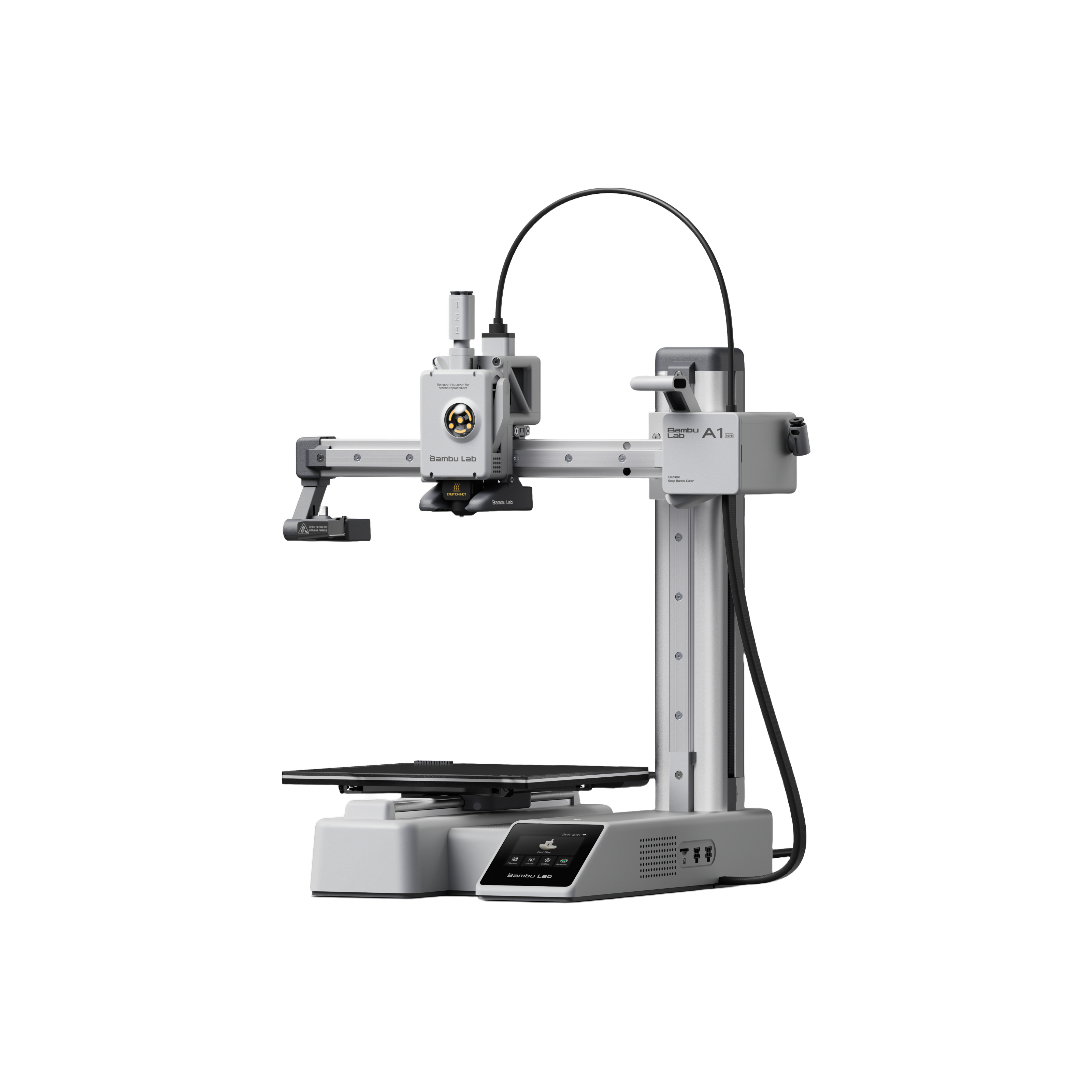 Additronix Bambu Lab A1 Mini Combo 3D printer with compact design and modern features, shown in a sleek, professional workspace setting.