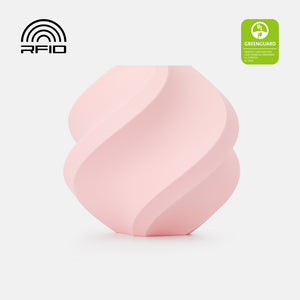 Milky pink Bambu Lab PLA Pure filament by Additronix, showcasing smooth, vibrant 3D printing filament in a close-up shot.