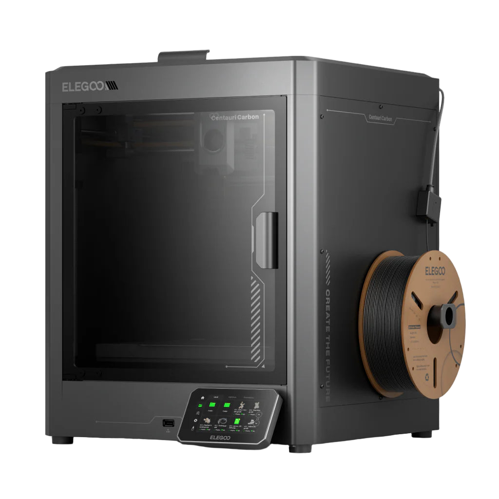 ELEGOO Centauri Carbon 3D printer by Additronix with a sleek design, showcasing its build platform and control panel.