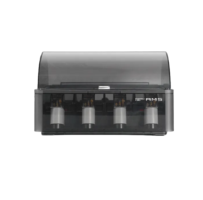Additronix Bambu Lab AMS automatic material system accessory with multiple filament spools and control panel for 3D printing.