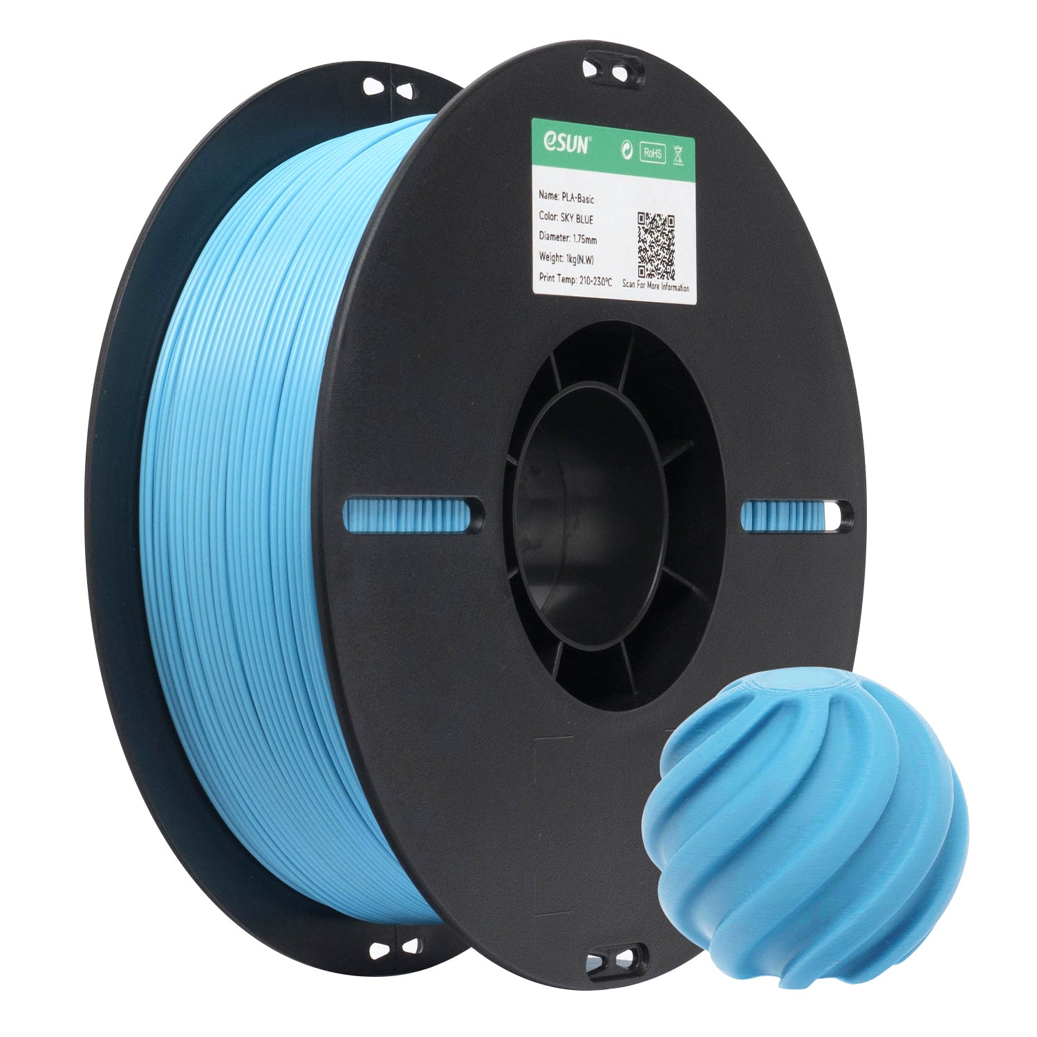 Red eSUN PLA BASIC filament spool from Additronix, showing the brick-red 3D printing filament coiled neatly.