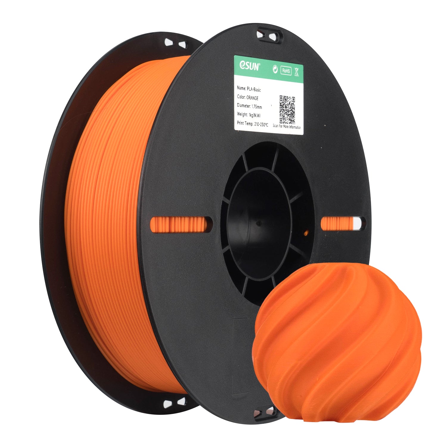 Red eSUN PLA BASIC filament spool from Additronix, showing the brick-red 3D printing filament on a transparent reel.