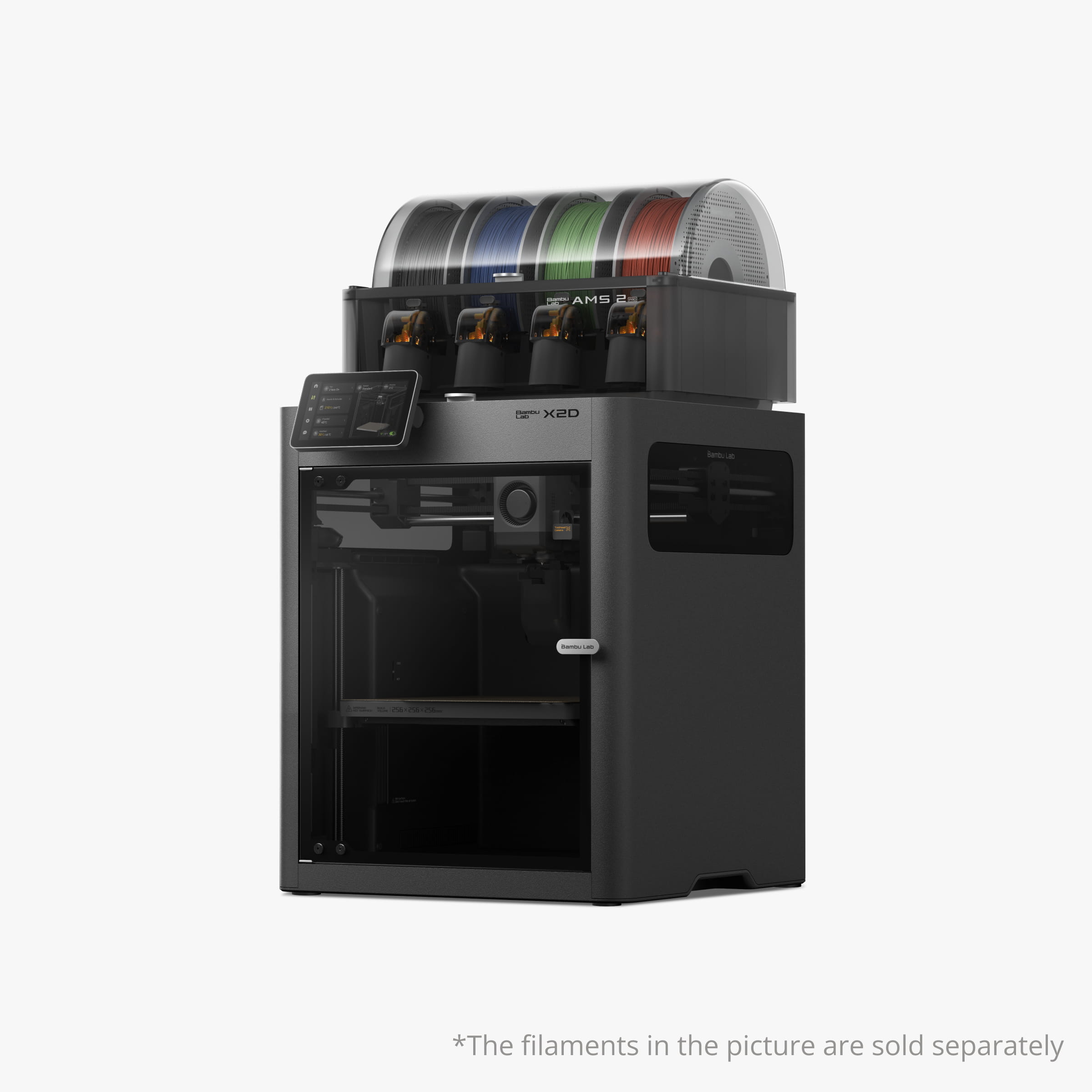 Bambu Lab X2D Combo 3D printer with dual extruders, display screen, and accessories for high-quality 3D printing by Additronix