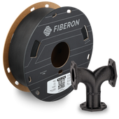 Additronix Fiberon PA12-CF10 filament spool showing black reinforced nylon filament with carbon fiber content for 3D printing.