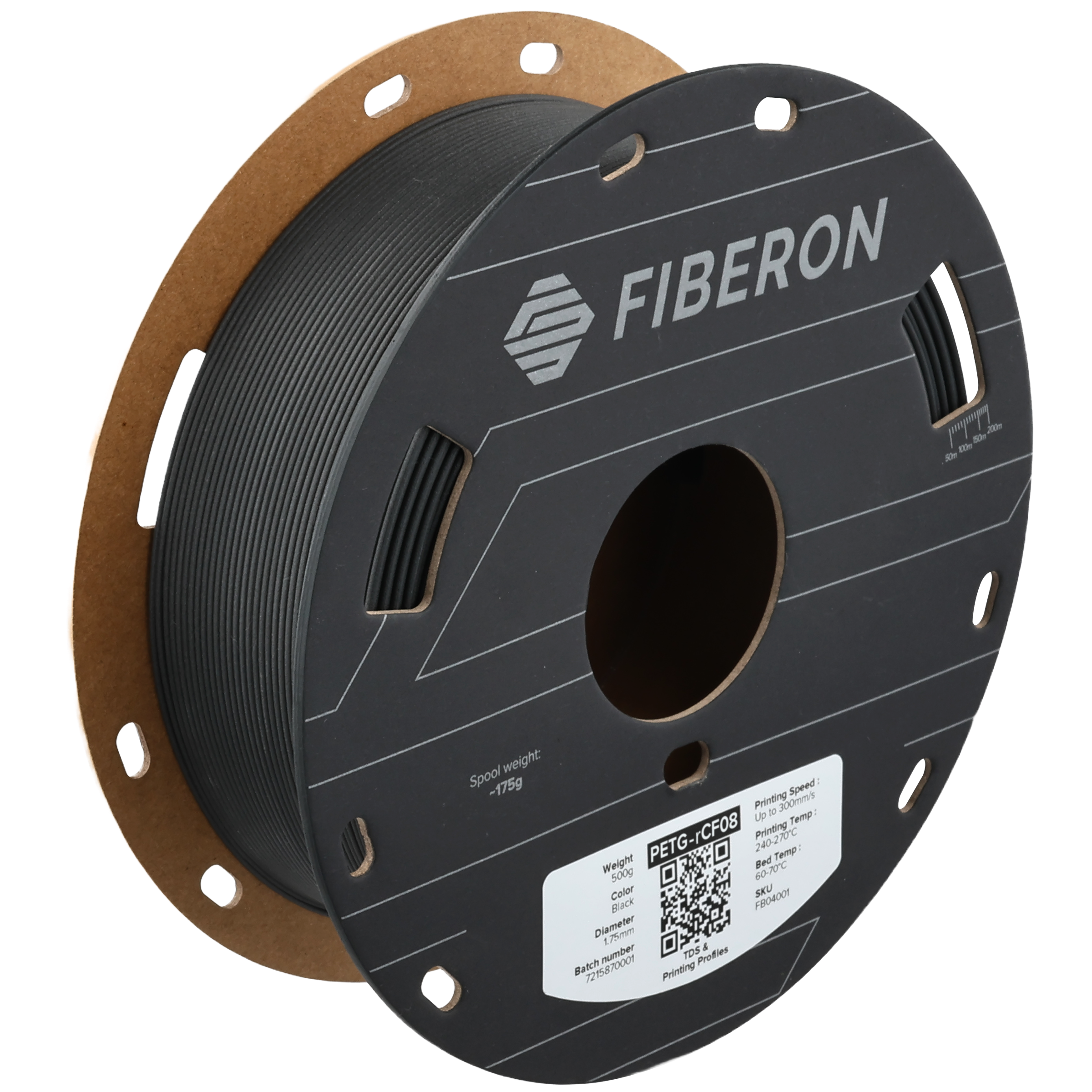 Additronix Fiberon PETG-rCF08 filament spool with teal-colored, reinforced PETG filament for 3D printing applications.