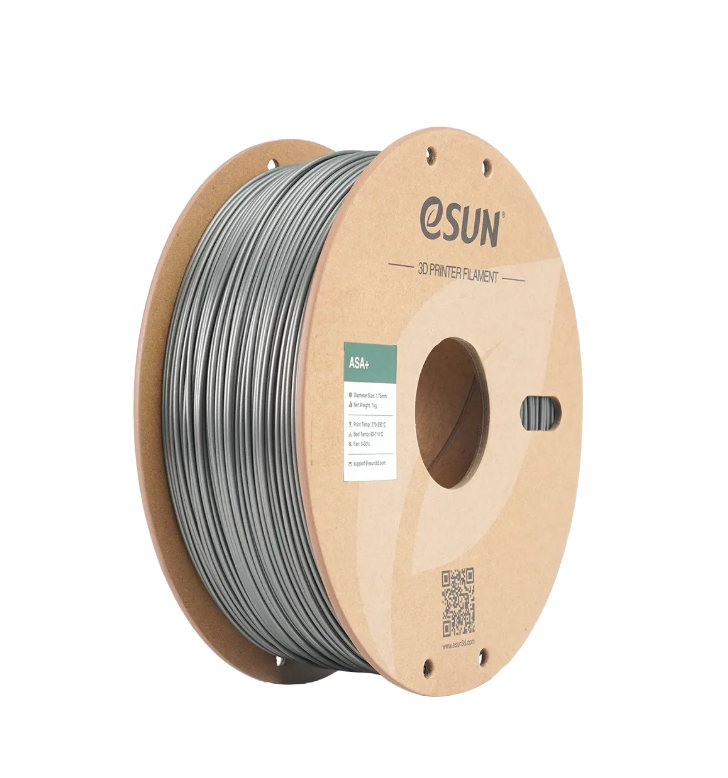 Black eSUN ASA+ filament spool by Additronix, 1.75mm diameter, 1kg roll for 3D printing.