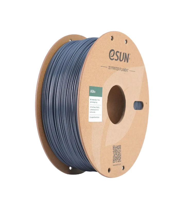 Black eSUN ASA+ filament spool by Additronix, 1.75mm diameter, 1kg roll for 3D printing applications.