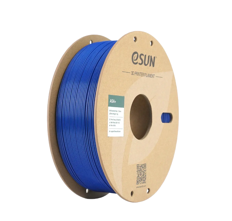 Black Additronix eSUN ASA+ filament spool, 1.75mm diameter, 1kg, suitable for 3D printing applications.