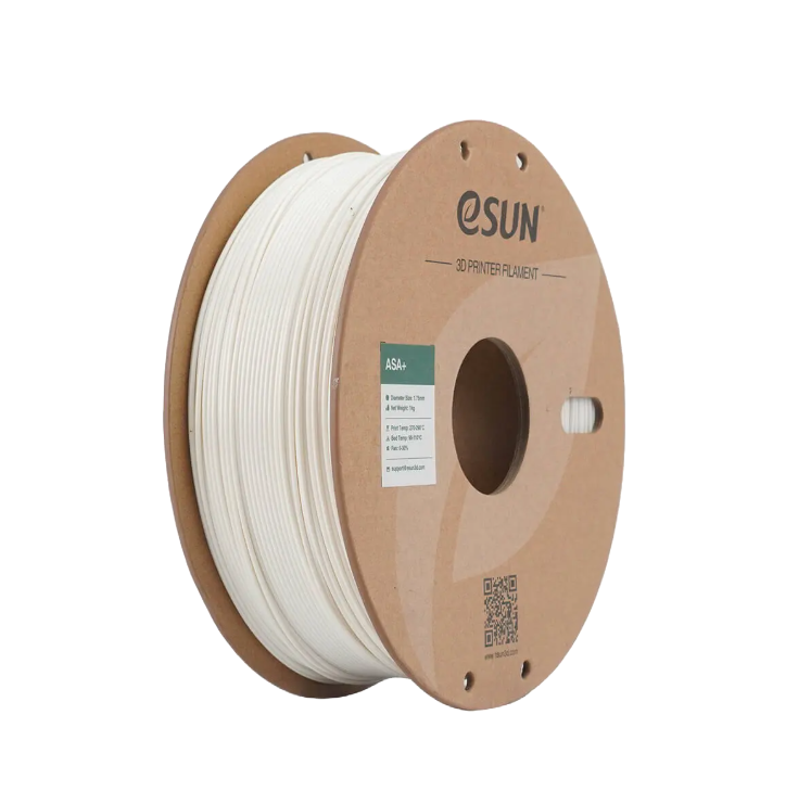 Black Additronix eSUN ASA+ filament spool, 1.75mm diameter, 1 kg, suitable for 3D printing applications.