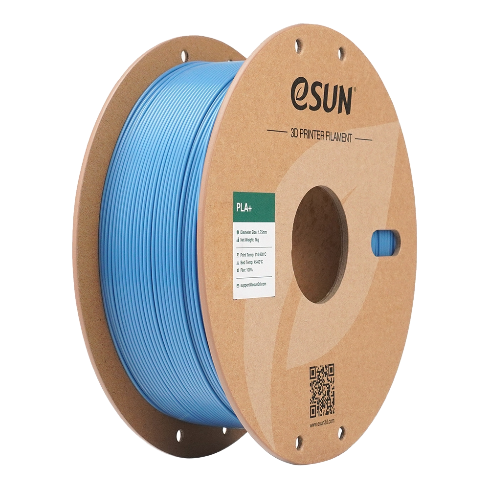Black eSUN PLA+ filament spool from Additronix, 1.75mm diameter, 1kg for 3D printing, shown on a clean surface.