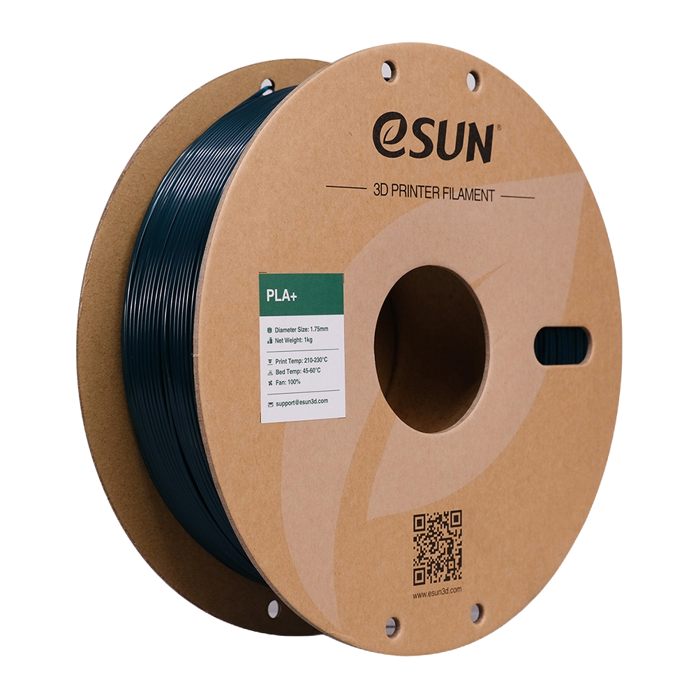Black eSUN PLA+ filament by Additronix, 1.75mm diameter, 1kg spool, suitable for 3D printing.