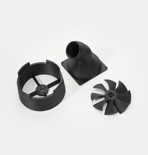 Additronix Bambu Lab PET-CF filament spool with textured PET-CF model showcasing its high-strength, carbon fiber-reinforced 3D printing material.
