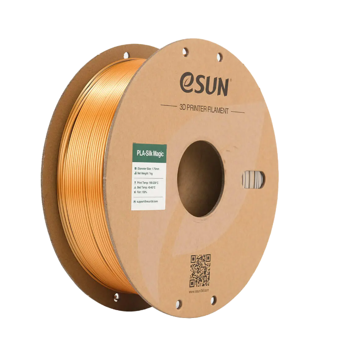 Additronix eSUN PLA-Silk Magic filament in black, coral pink, 1.75mm, 1kg, showing the colorful filament spool for 3D printing