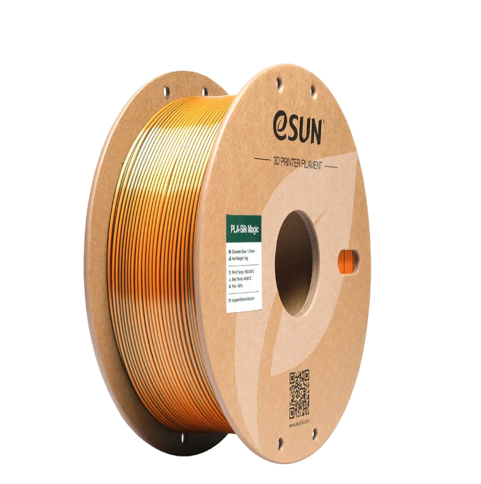 Additronix eSUN PLA-Silk Magic filament in black, coral pink, 1.75mm, 1kg spool, showcasing vibrant, shiny 3D printing filament.