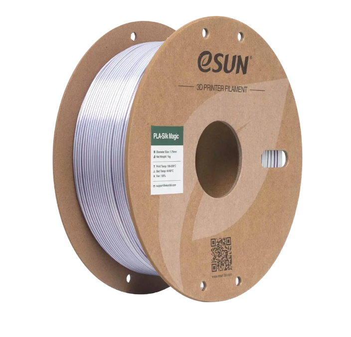 Black and coral pink eSUN PLA-Silk Magic filament spool by Additronix, 1.75mm, 1kg, showcasing vibrant, glossy 3D printing filament.