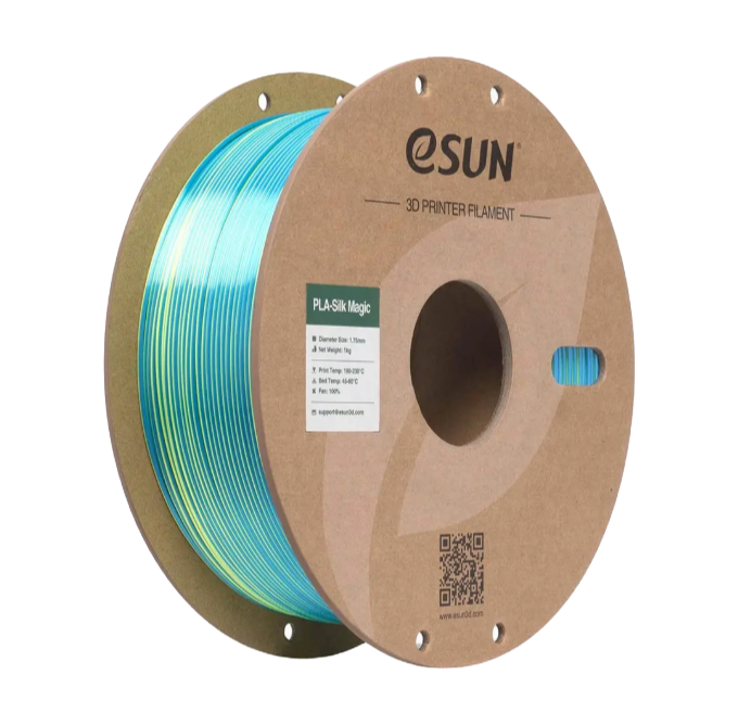 Black and coral pink eSUN PLA-Silk Magic filament by Additronix, 1.75mm, 1kg spool for 3D printing.