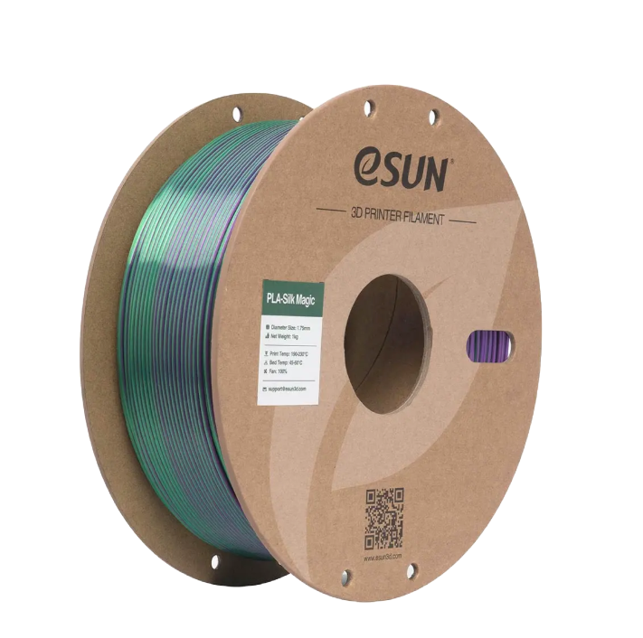 Black and coral pink eSUN PLA-Silk Magic filament by Additronix, 1.75mm, 1kg spool, showcasing the vibrant filament colors.