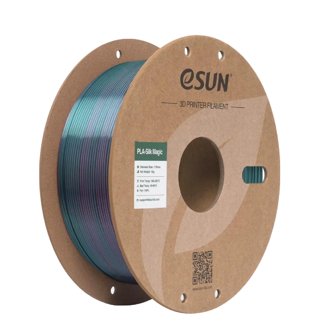 Black and coral pink eSUN PLA-Silk Magic filament spool by Additronix, showing 1.75mm 1kg filament with a glossy finish.
