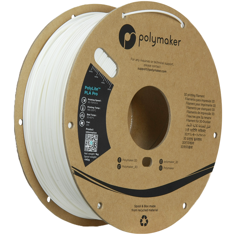 Black Additronix PolyLite PLA Pro filament spool, 1.75mm, 1kg, for 3D printing, showing the filament wound on the spool.